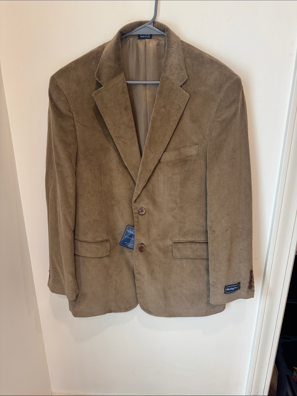 NWT Meeting Street Tan Brown Cotton Corduroy Sport Coat Blazer Size 42R